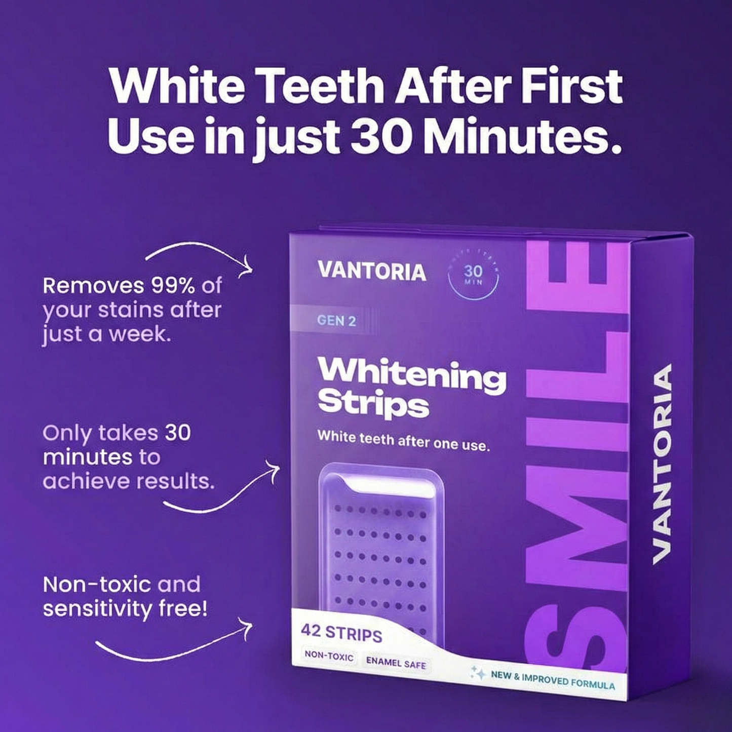 Vantoria™ Purple Teeth Whitening Strips